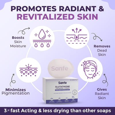 Sanfe Brightening Soap with Glutathione, Niacinamide & Vitamin C - 75g - Image 2
