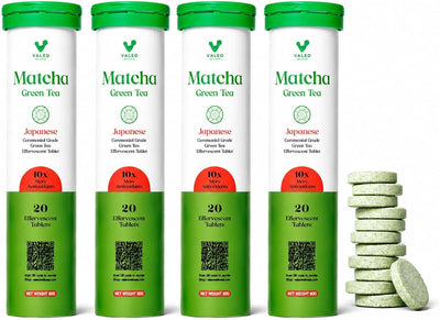 Valeo Matcha Green Tea Effervescent Tablets - Organic, Gluten-Free - 20 Pack
