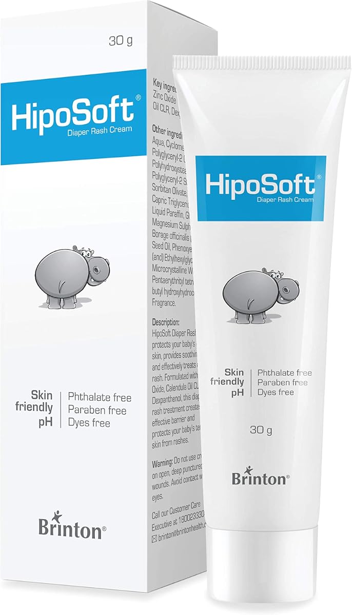 Brinton HipoSoft Diaper Rash Cream - Natural Blend with Zinc Oxide, 30g