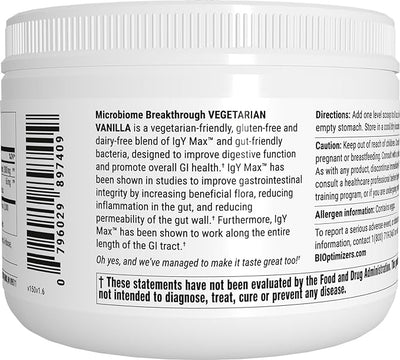BiOptimizers Biome Breakthrough Repair Powder - Vanilla Flavour, Gut Health & Probiotics - Image 3