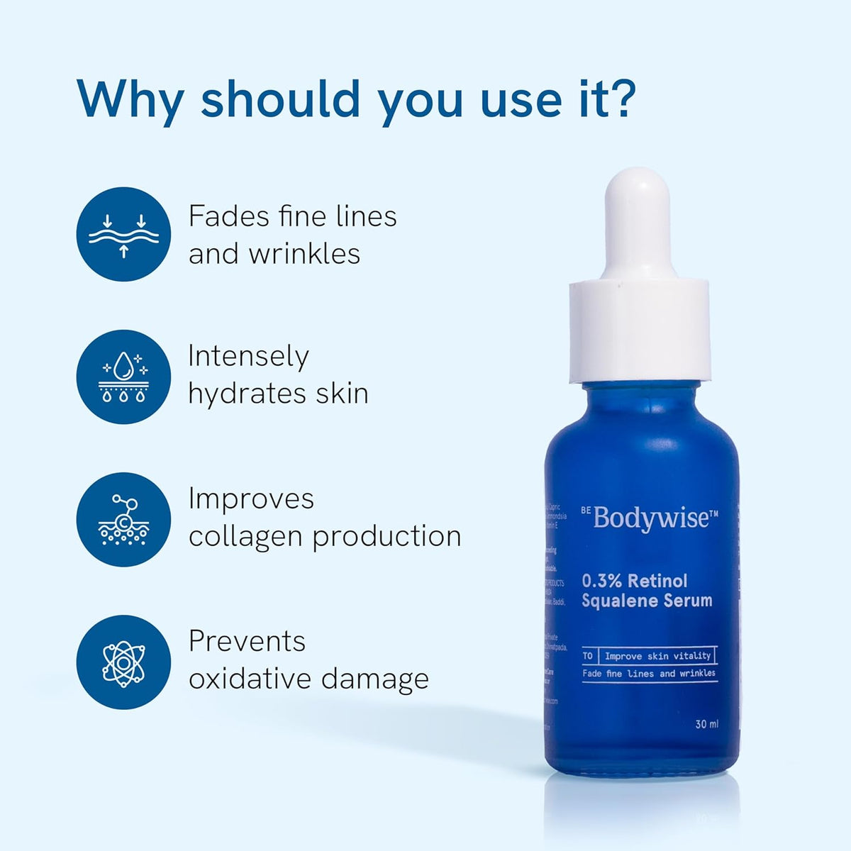 Be Bodywise 0.3% Retinol & 25% Squalene Anti-Aging Face Serum - 30ml