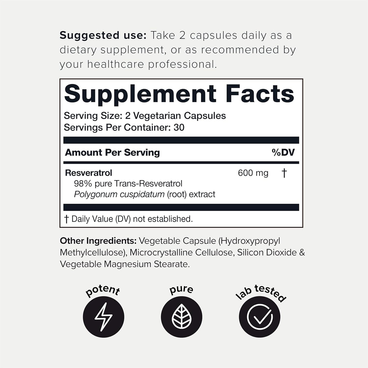 Toniiq Ultra High Purity Resveratrol Capsules - Beauty Supplement - Image 2
