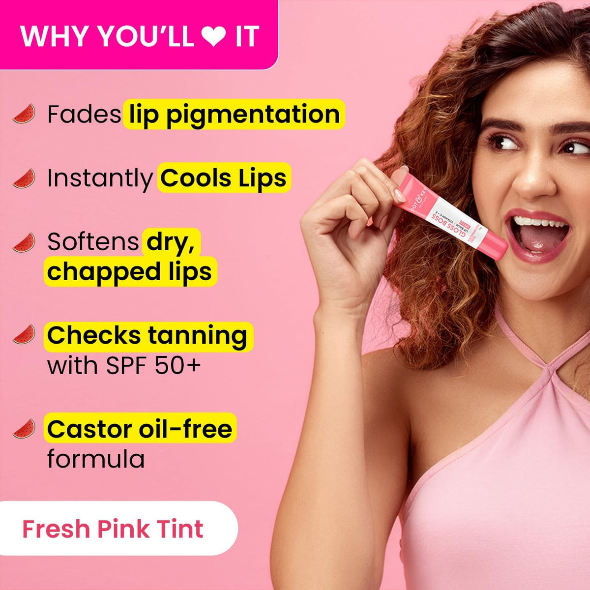 Dot & Key Gloss Boss Lip Balm with Vitamin C+E - Watermelon Rush, 12g - Image 3