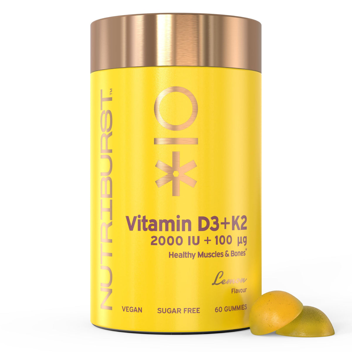 Nutriburst Vitamin D3 + K2 Gummies, Lemon Flavour - 60 Count - Image 2