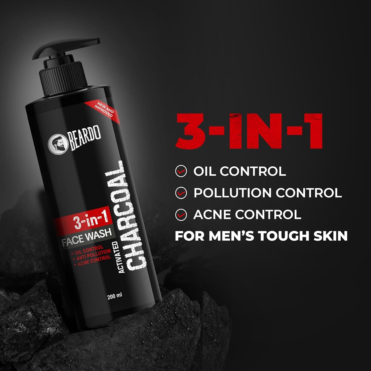 Beardo Activated Charcoal Face Wash - Deep Cleansing, 200ml - Image 4