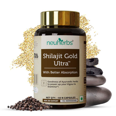 Neuherbs Shilajit Gold Ultra Capsules - Ayurvedic Supplement with 60 Capsules