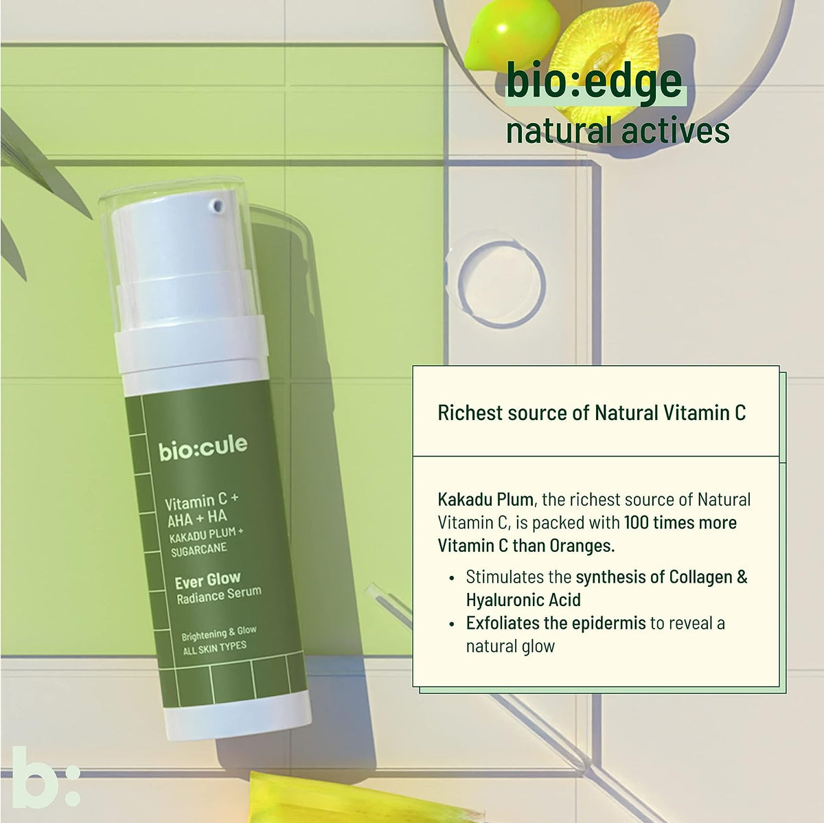 Biocule Ever Glow Radiance Serum - Vitamin C, AHA & HA - 15ml - Image 3