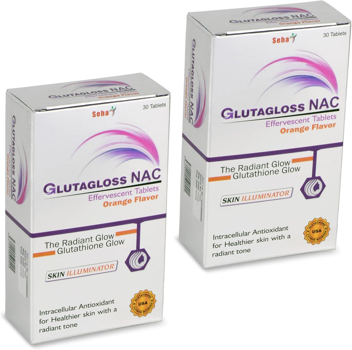 Glutagloss NAC Orange Flavour - Japanese L Glutathione, Vitamin C + NAC - 30 Effervescent Tablets - Image 3