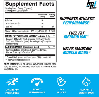 BPI Sports CLA + Carnitine Powder - Rainbow Ice, 50 Servings - Image 2