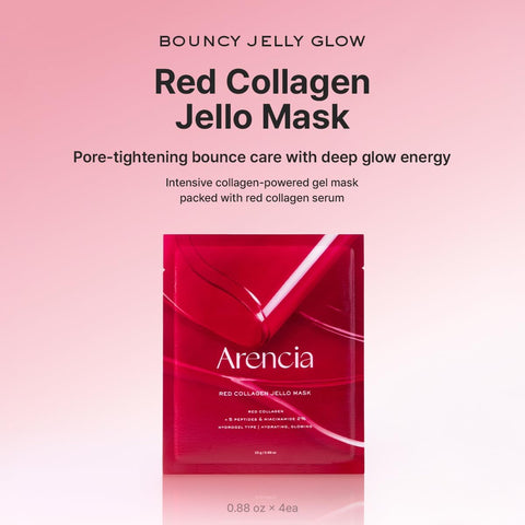 ARENCIA Red Collagen Jello Mask, Plump & Hydrating x 4ea, Overnight Hydrogel Mask for Dry, Mature Skin, Packed with Collagen, 5 Peptides, 2% Niacinamide - Image 2