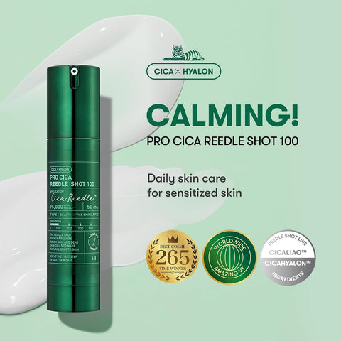 VT COSMETICS Pro Cica Reedle Shot 100, Centella Asiatica Microneedling Serum, Cica Exosome, Soothing, Hyaluronic Acid, Soft Skin, Glass Skin, Korean Skincare Booster 1.69 Fl Oz.(50ml) - Image 2