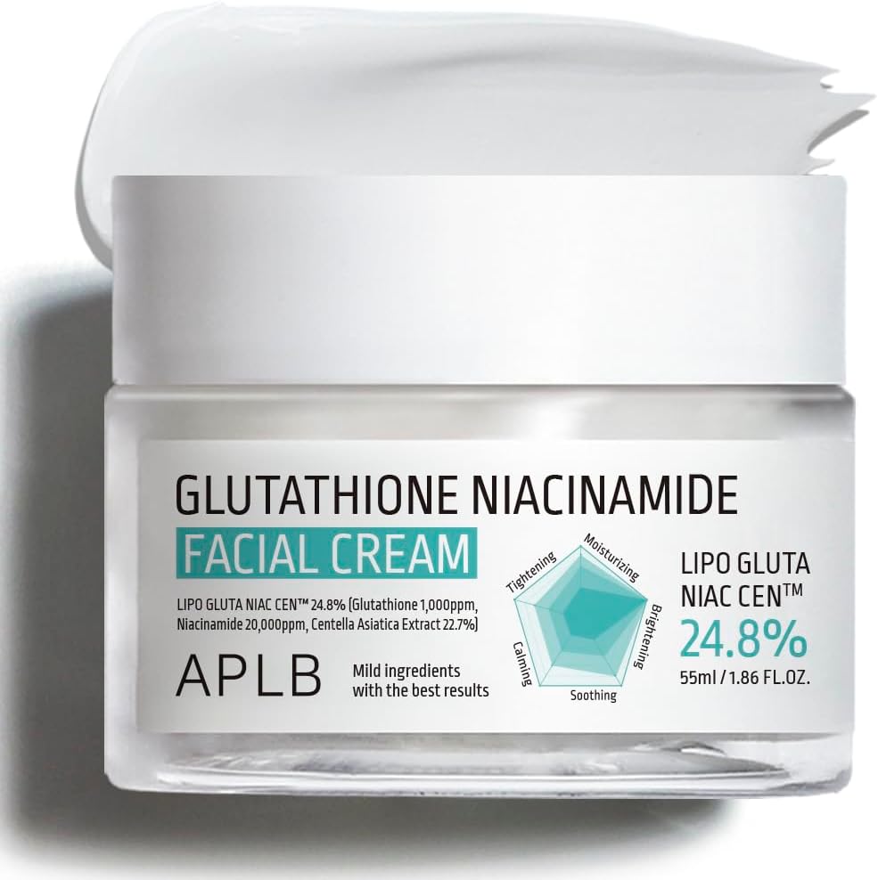 APLB Glutathione Niacinamide Facial Cream | LIPO GLUTA NIAC CEN™ 24.8% 1.86 FL.OZ/Korean Skincare, Deep hydration, Niacinamide, Improve skin elasticity, Improve skin texture