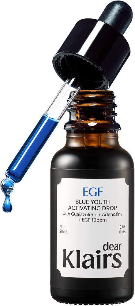 Klairs Midnight Blue Youth Activating Drop, 20 ml | Dual EGF, Peptides, Guaiazulene Adenosine, Night Serum, Watery, Light Texture…