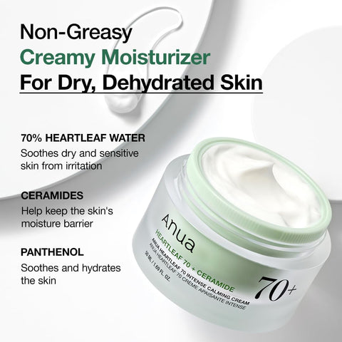 ANUA Heartleaf 70 Intense Calming Cream with Ceramide, Panthenol, Heartleaf extract, Korean Skin care - (50ml /1.69Fl. Oz) (Heartleaf Cream) - Image 4