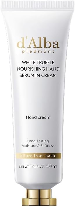 d'Alba White Truffle Nourishing Hand Serum in Cream Deep Nourish & Soft Finish Hand Care for Dry Skin with Shea Butter & Hyaluronic Acid, Velvet Touch & Elegant Floral Musk Scent 30ml