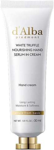 d'Alba White Truffle Nourishing Hand Serum in Cream Deep Nourish & Soft Finish Hand Care for Dry Skin with Shea Butter & Hyaluronic Acid, Velvet Touch & Elegant Floral Musk Scent 30ml