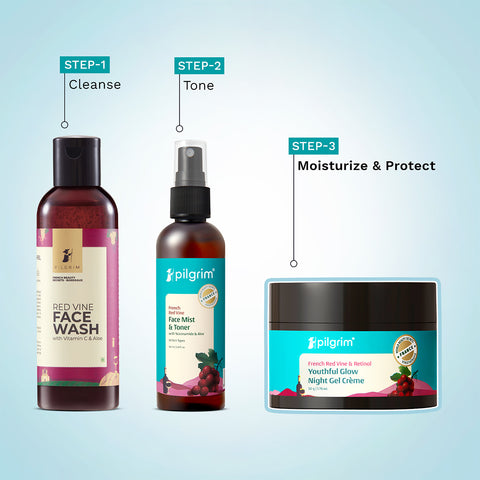 Pilgrim French Red Vine & Retinol Youthful Glow Night Gel Creme- 50g