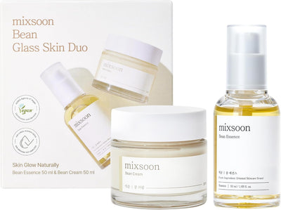 mixsoon Bean Glass Skin Duo - Facial Moisturizer Skincare Routine Bean Essence 50ml + Cream 50ml Korean Glass Skin Care