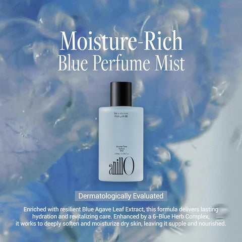 anillO Shower Time Parfum Mist - Hydrating & Long Lasting Korean Hair and Body Mist Perfume with Blue Agave, Hyaluronic Acid & Blue Herb Complex - Vegan, After Shower Spray for Men & Women 3.38 fl oz - Image 5