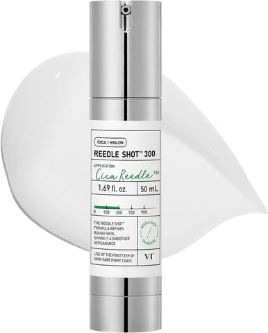VT COSMETICS CICA Reedle Shot 300 | Advanced Night Exosome, Microneedling Serum, Centella Asiatica, Hyaluronic Acid, Propolis, Soft Skin, Regeneration, Glass Skin, Korean Skincare Booster (50ml)