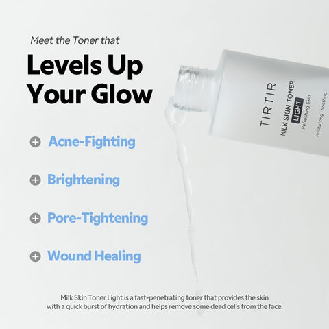 TIRTIR Milk Skin Rice Toner Light | Instant Hydration with 4% Niacinamide, Panthenol, Lightweight, Pore-Tightening, Vegan, Safe for Acne-Prone, Oily Skin, Fungal Acne Safe, Korean Skin Care, 20 ml - Image 3