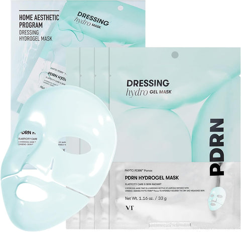 VT COSMETICS PDRN Hydrogel Mask(33gx4ea) | Intensive Nourishing, Rejuvenating Face Mask, Skin Repair & Elasticity Boost, Overnight Melting Mask, Improves Radiant, Korean Facial Mask