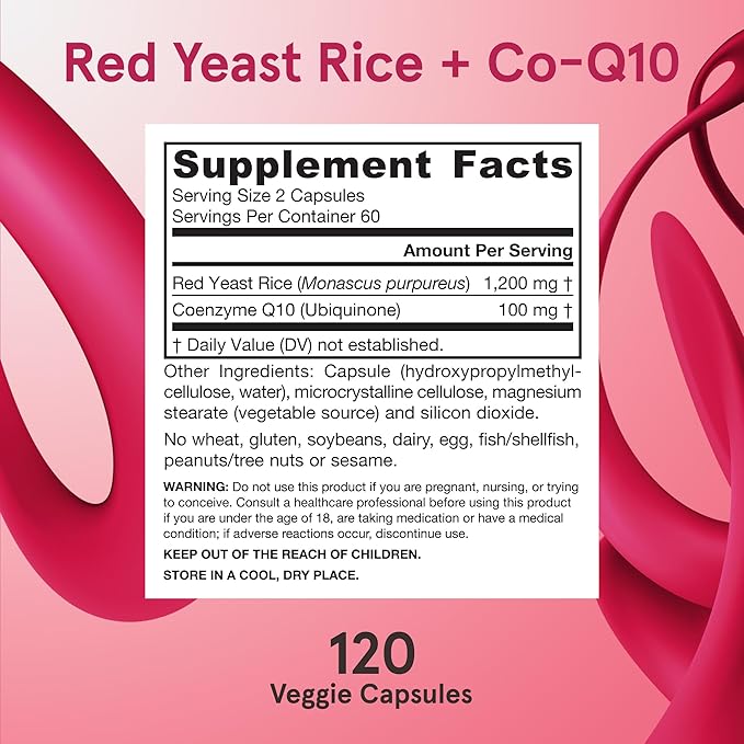 Jarrow Formulas Vegan Red Yeast Rice + Co-Q10 - 120 Veggie Capsules - Image 2