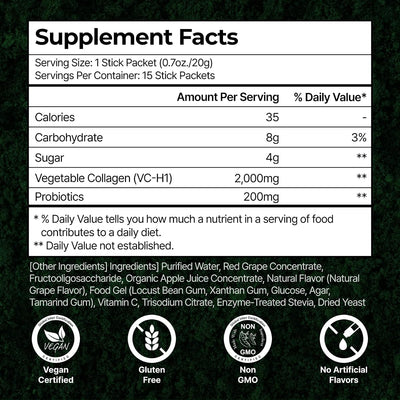 PLANT Vegan Collagen Probiotic Jelly - Grape Flavour, 15 Sachets - Image 6