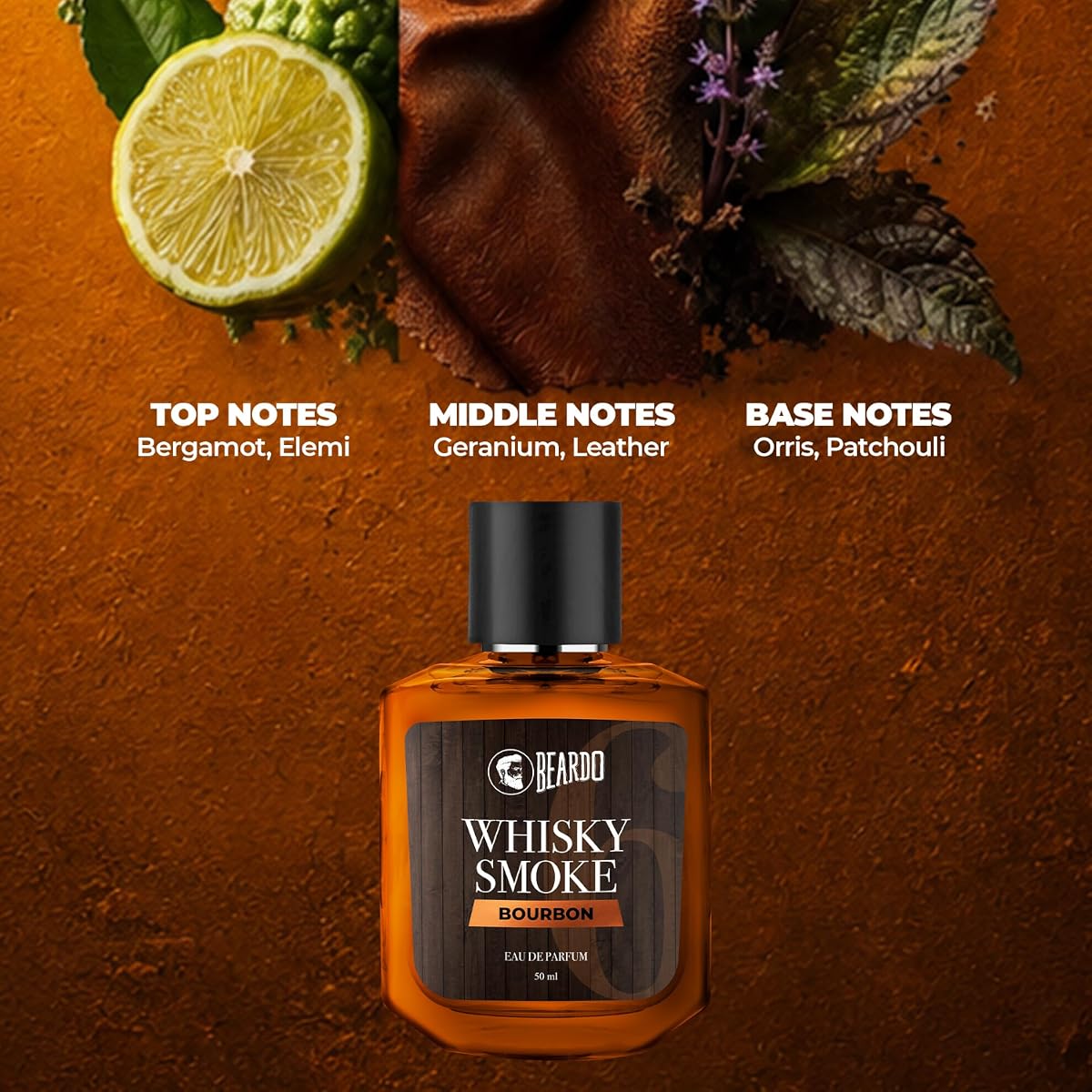 Beardo Bourbon Whisky Smoke Perfume - Woody, Leathery Scent - 50ml EDP - Image 3