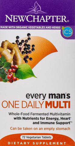 New Chapter Every man's one daily MULTIVITAMINS with Nutrients for Energy, Heart and Immune Support 72 Vegetarian Tablets (Dietary Supplement) (Orange)