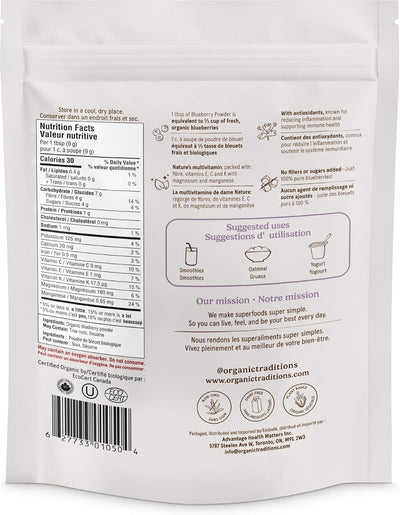 Organic Traditions Blueberry Powder - Superfood, 100g - Image 2