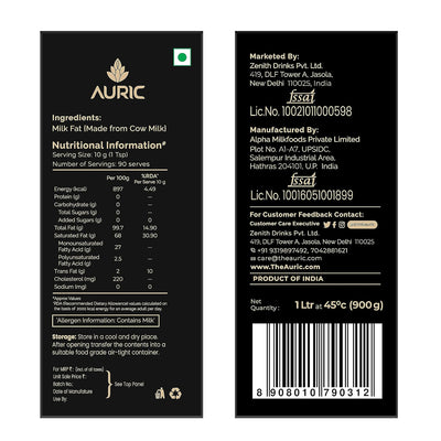 Auric Premium Cow Ghee, Herbal & Ayurvedic - 1000 ml (900g) - Image 8