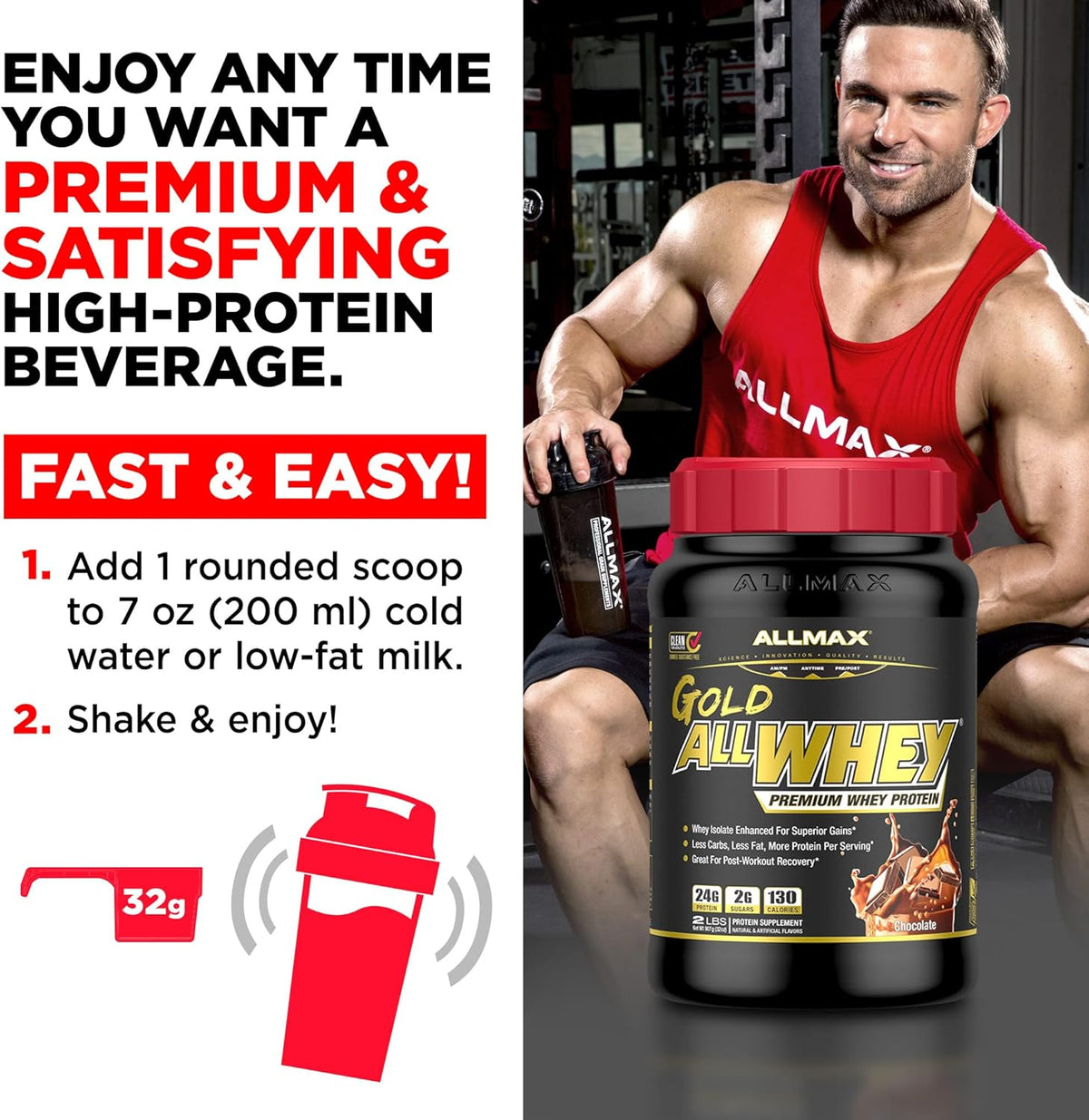 Allmax Nutrition Amino Build 40S Whey Protein - Strawberry, 2-Pack - Image 6