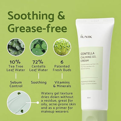 iUNIK Centella Calming Gel Cream - Vegan Hydrating Face Moisturiser, 50ml - Image 3