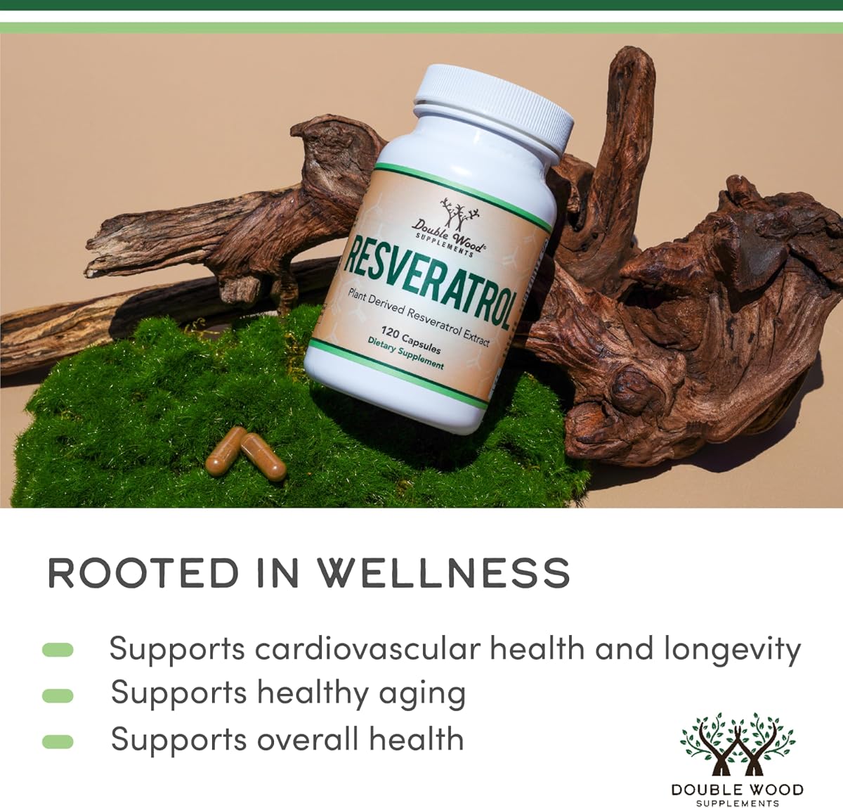 Doublewood Resveratrol Supplement - 500mg, 120 Vegan Capsules - Image 4