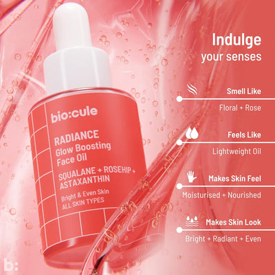 Biocule Radiance Glow Boosting Face Oil with Squalane, Rosehip & Astaxanthin - 15ml - Image 8
