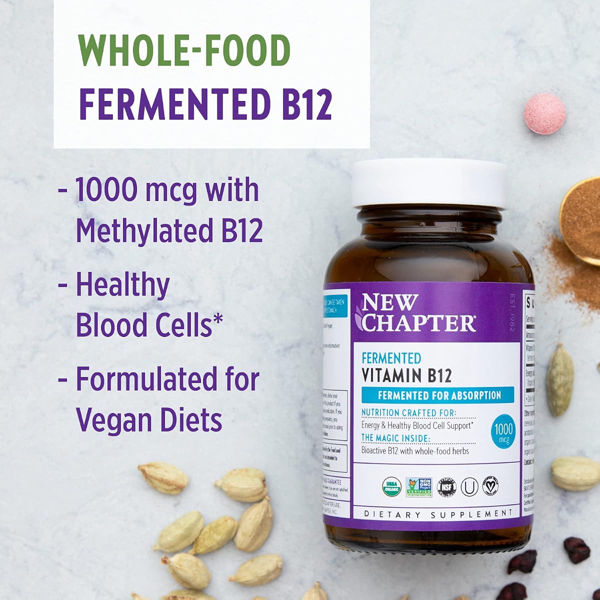 New Chapter Fermented Vitamin B12 Tablets - 1000mcg, 30 Count - Image 7