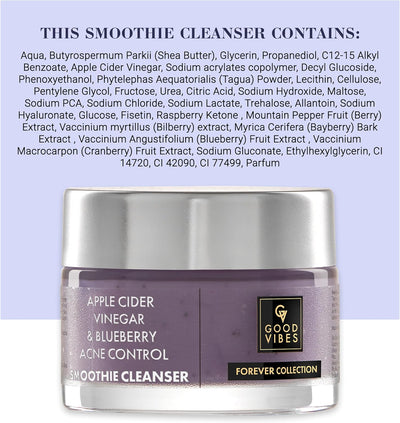 Good Vibes Face Cleanser with Apple Cider Vinegar & Blueberry - Anti Acne Smoothie - 45g - Image 8