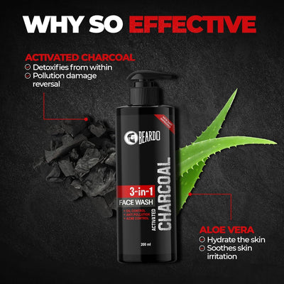 Beardo Activated Charcoal Face Wash - Deep Cleansing, 200ml - Image 3