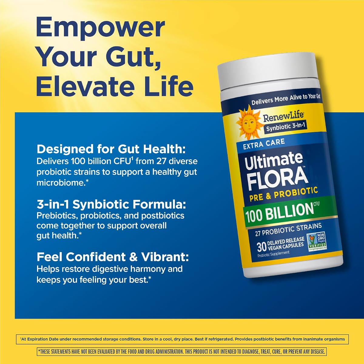 RenewLife 100 Billion Flora Probiotic Capsules - Gut Health Support - 30 Count - Image 4