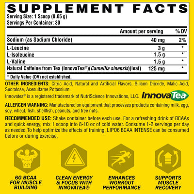 Nutrex Lipo6 BCAA Intense, Fruit Punch Powder, 259g - Image 4