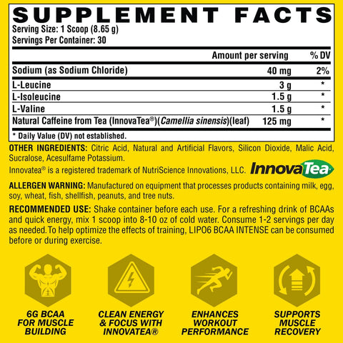 Nutrex Research, Lipo6 Bcaa Intense 30s Watermelon 259g