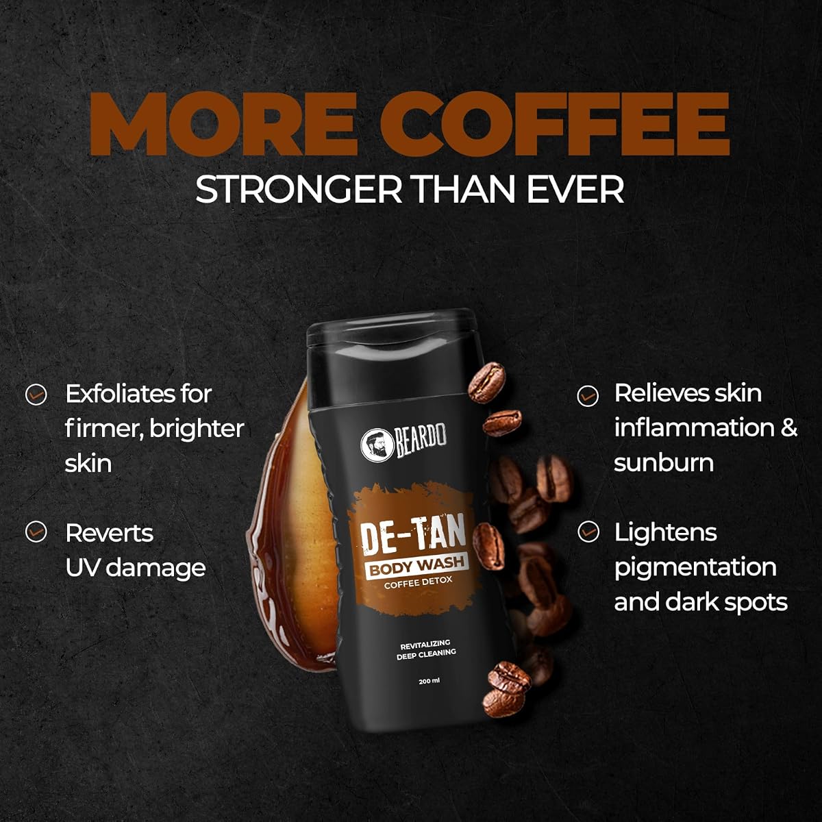 Beardo DeTan Bodywash for Men - Aloe Vera & Coffee Extracts, 200ml - Image 3