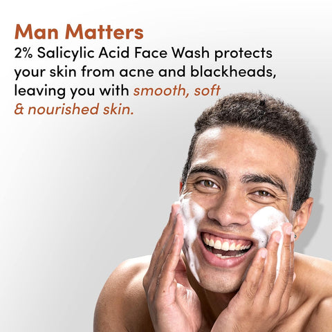 Man Matters Clear 2% Salicylic Acid Face Wash for Men | Helps to Reduce Acne, Dark Spots & Oil Production | Formulated with Salicylic Acid, Neem Extract and Menthol | 100ml