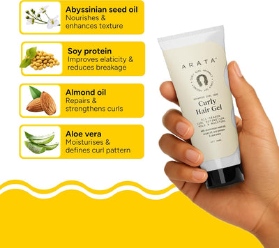 Arata Curly Hair Gel - Abyssinian & Argan Oil Blend - 50ml - Image 5
