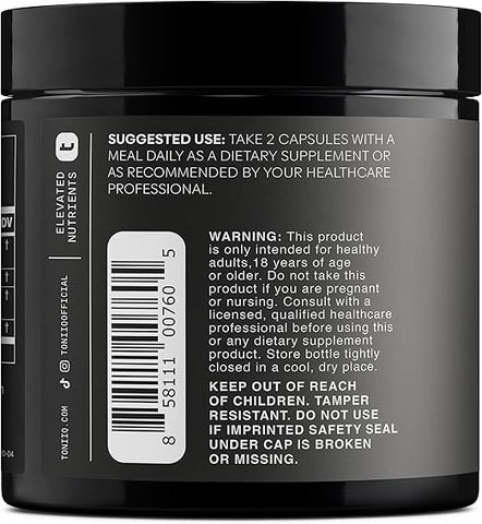 Toniiq Ashwagandha - Ultra High Potency 40:1 Extract With 25% Withanolides 120 Capsules