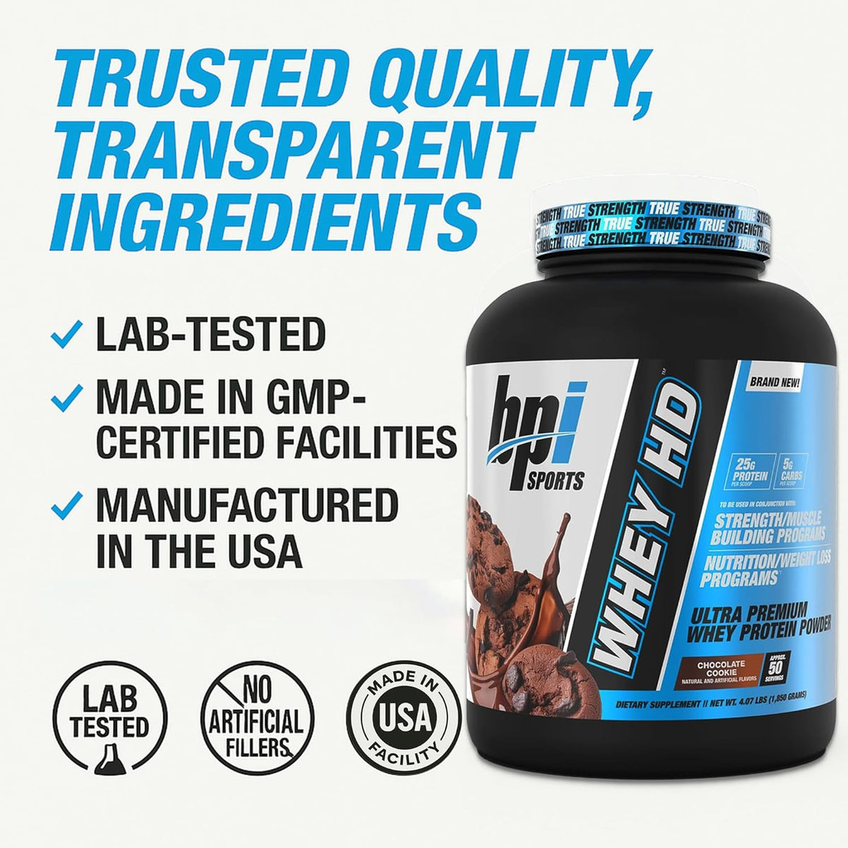 BPI Sports Nutrition Whey HD - Chocolate Cookies 4.1 lb 50 Servings - Image 6