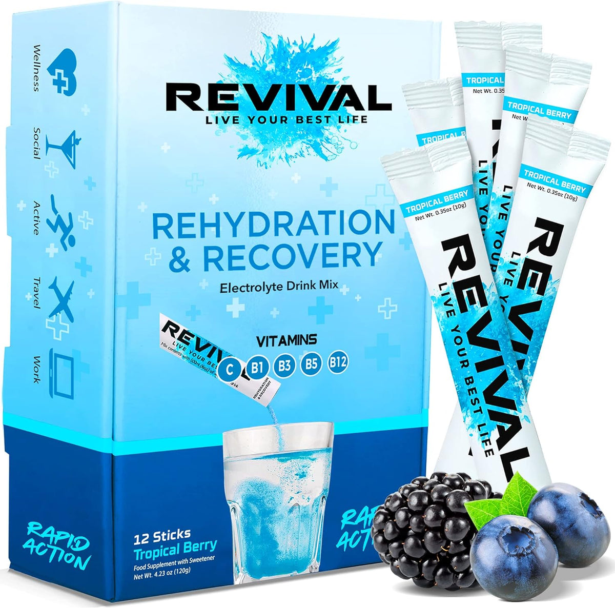 REVIVAL Tropical Berry Functional Drink - 30 Serving Pack