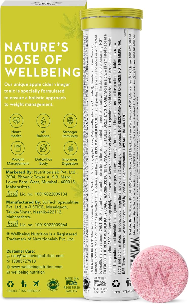 Wellbeing Nutrition Apple Cider Vinegar Tablets with Mother & Garcinia - 17 Effervescent Tablets - Image 8