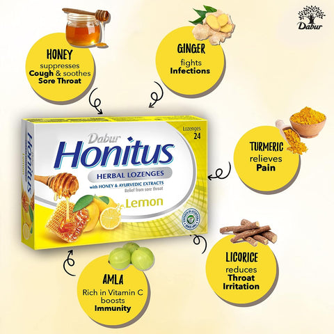 Dabur Pudin Hara Pearls (5 x 20) + Dabur Herbal Honitus Lozenges - Lemon - 24 pieces Combo Set